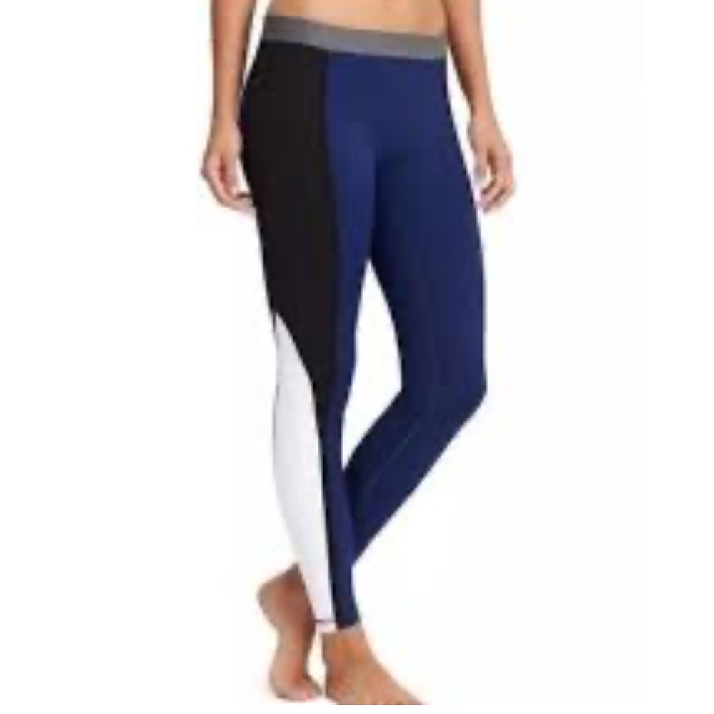 Derek Lam 10C Athleta Women's Colorblock Leggings - Black, Blue, and White